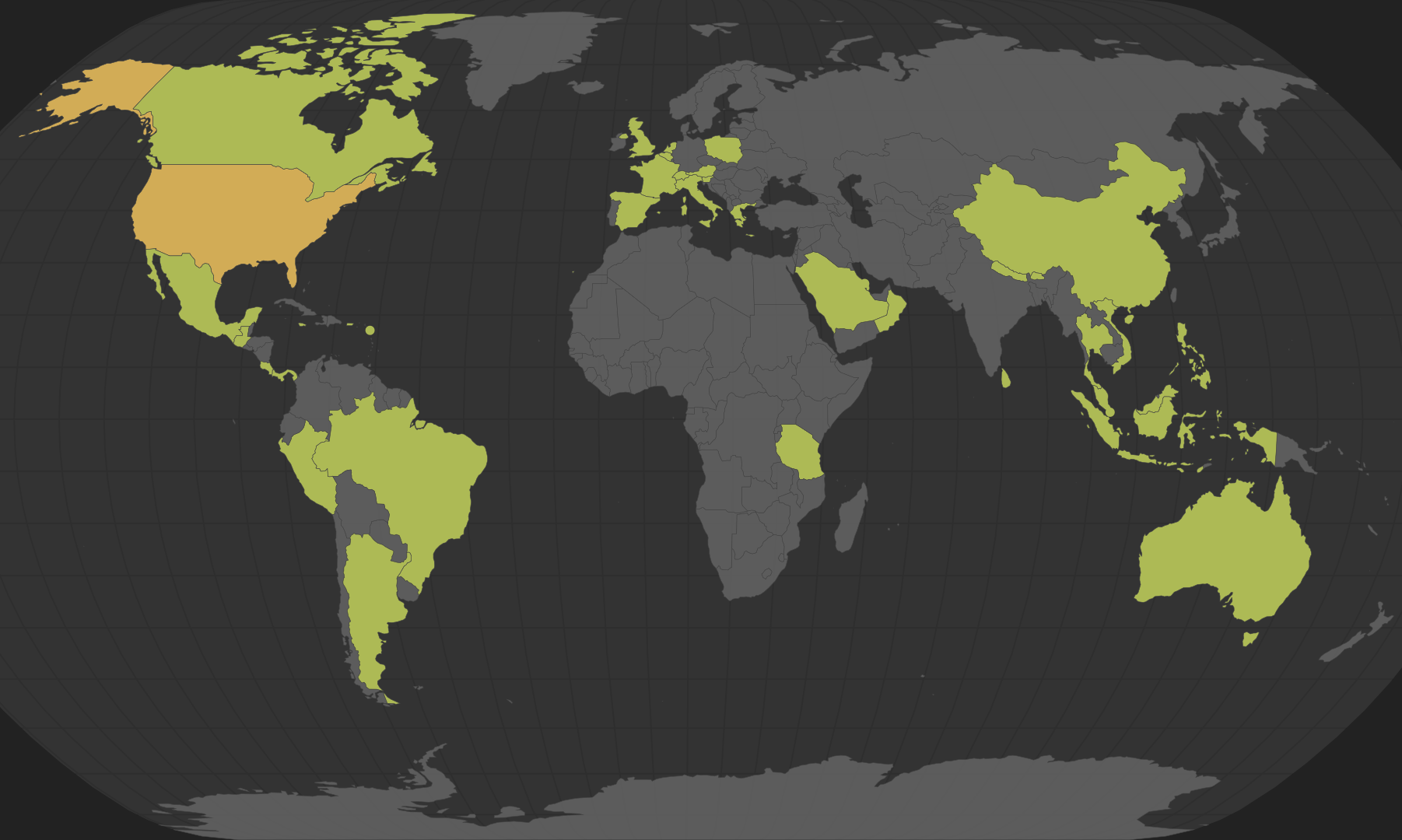 Jason travel map — 41 countries visited